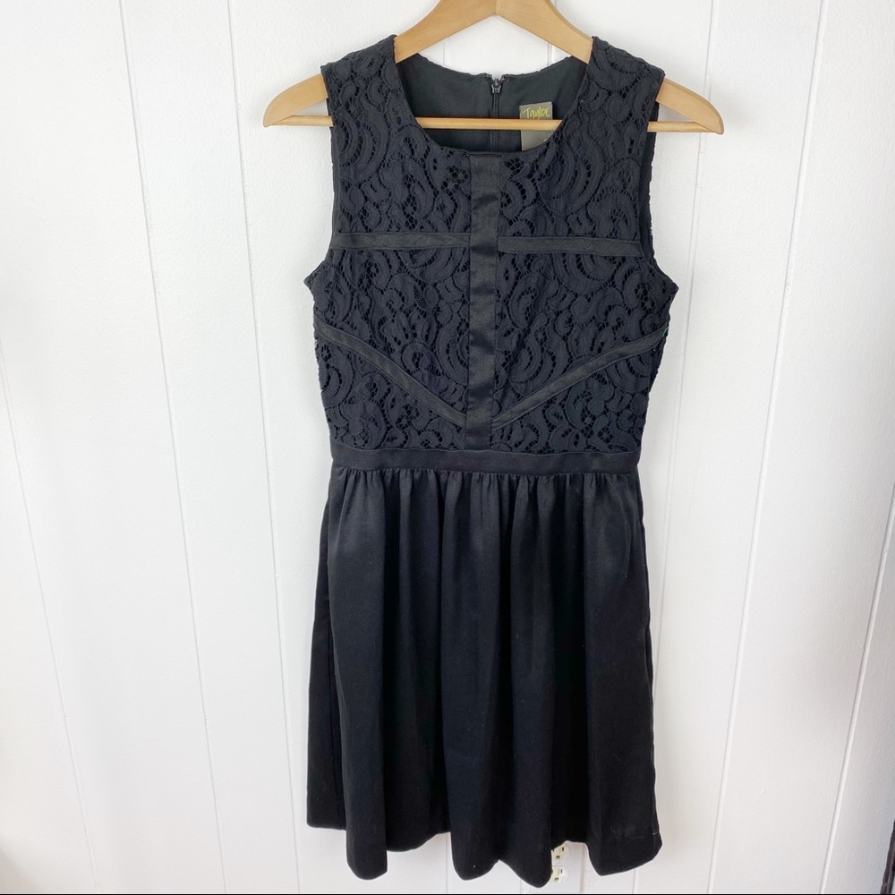 Taylor Black Lace Top Fit & Flare Dress size 6